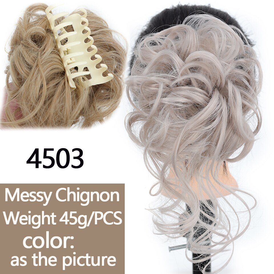 Synthetic Women Hair Buns Curly Chignon Ombre Claw Hair Messy Buns Updo claw Clip In Hairpiece For Women