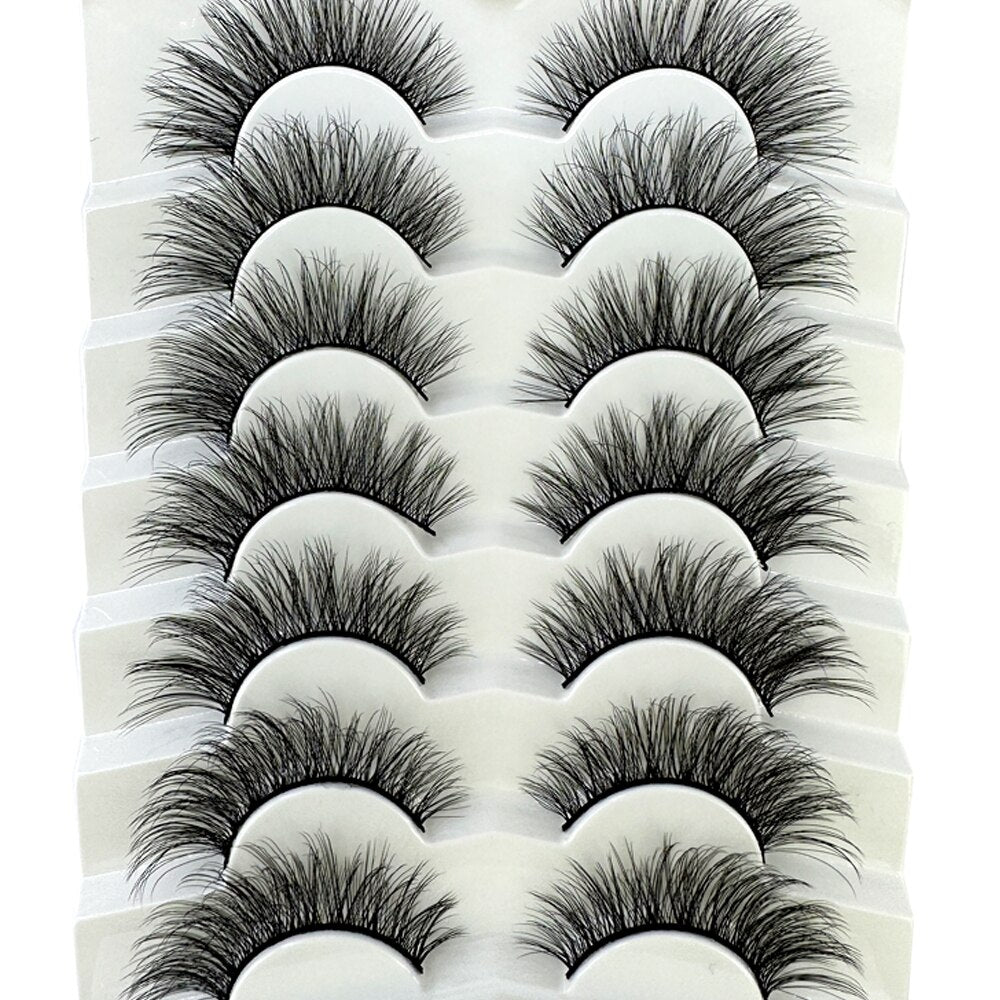 7Pairs Eyelashes 3D Mink Lashes Fluffy Soft Wispy Volume Natural long Cross False Eyelashes Eye Lashes Reusable