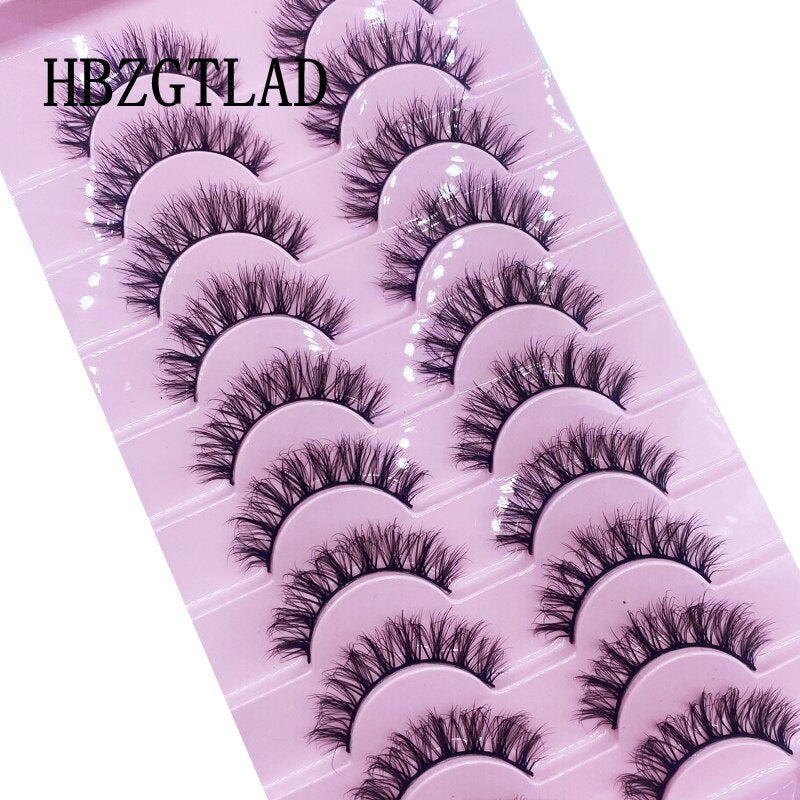10 pairs Eyelashes 3D Natural False Lashes Fluffy Soft Cross Fake Lashes Wispy Natural