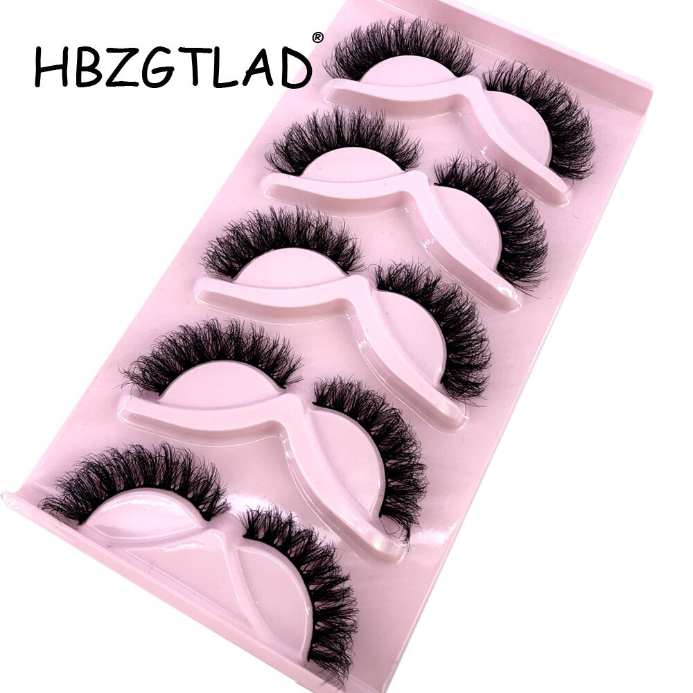 False Eyelashes Cat Eye Wispy end elongated Thick Mink Lashes Fluffy Short Natural Fake Lashes 5 Pairs