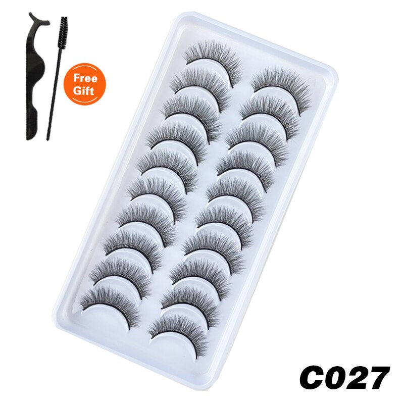 10Pairs 3D Faux Mink Lashes Natural Long Short Full Strip Lashes Soft Plump Eyelashes Extension