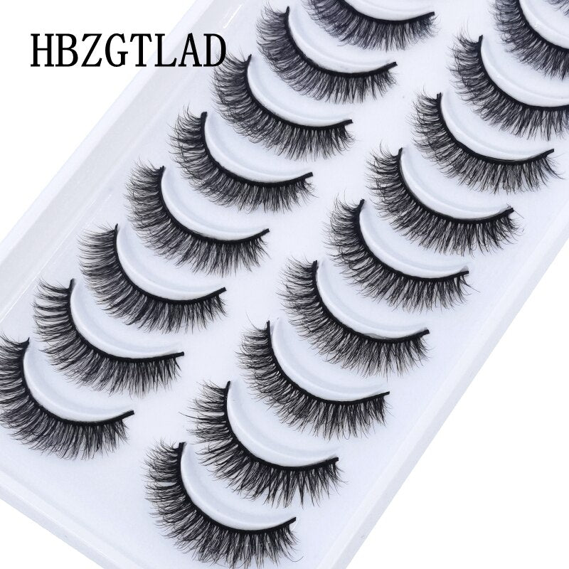 10 pairs Eyelashes 3D Natural False Lashes Fluffy Soft Cross Fake Lashes Wispy Natural