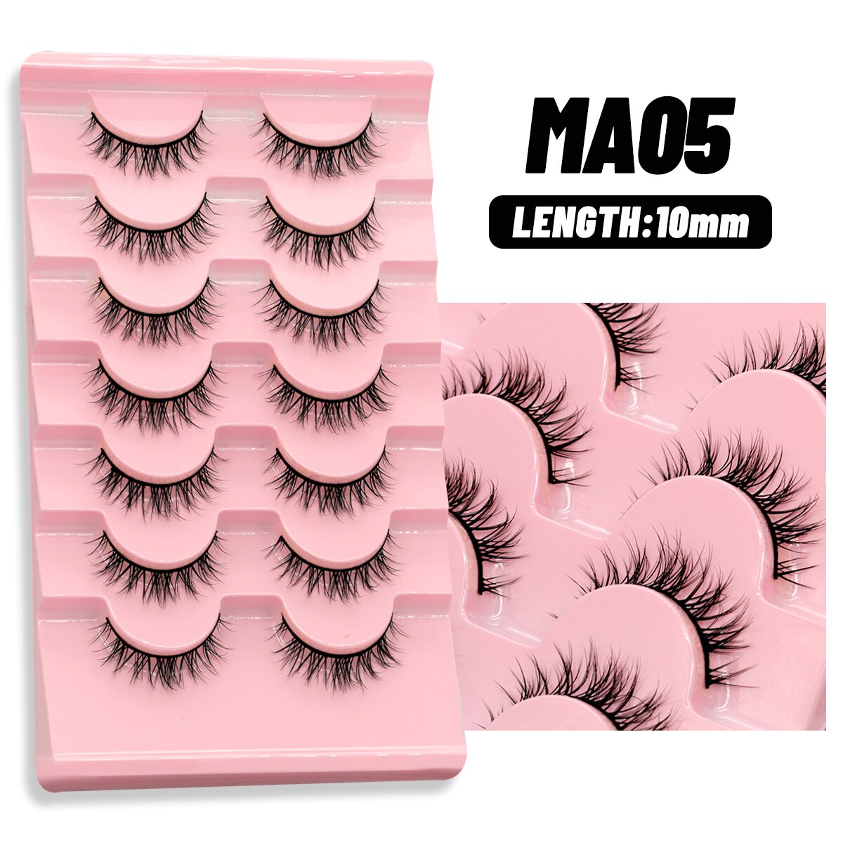 5/10 Pairs Natural False Eyelashes Manga Lashes Fluffy Soft Wispy Cosplay Lash Extension Faux Eyelashes