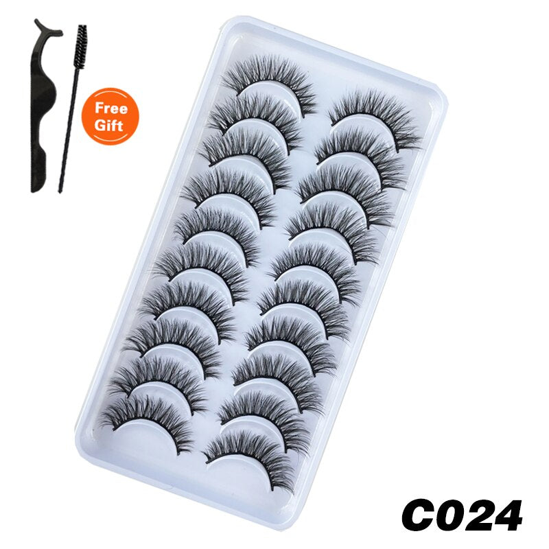 10Pairs 3D Faux Mink Lashes Natural Long Short Full Strip Lashes Soft Plump Eyelashes Extension