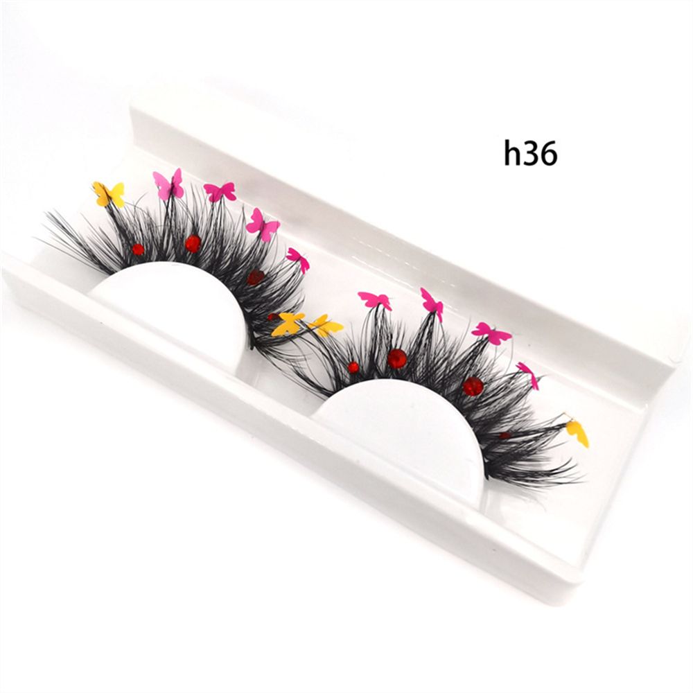 Faux Mink Butterfly Eyelashes With Packaging Boxes 3D Fluffy Glitter Sequins Thick Lash Colorful Shiny Star Flower Lashes