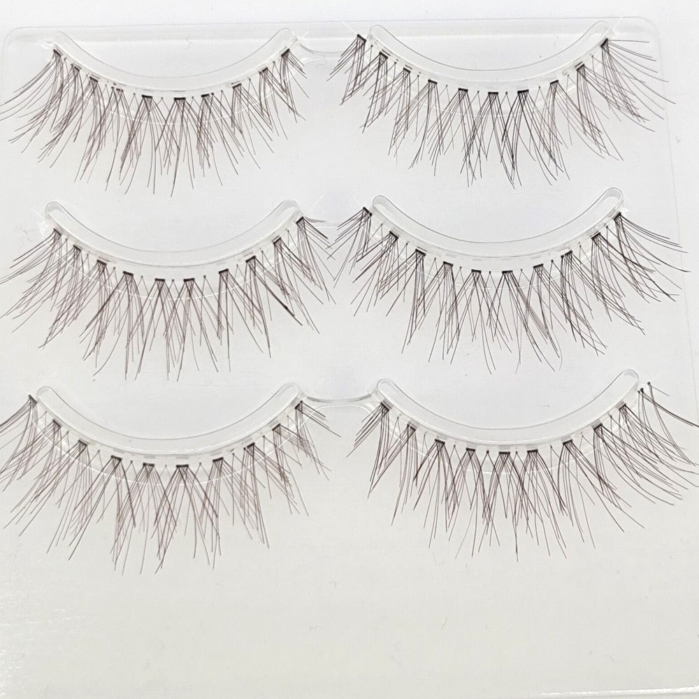 3pairs 3D mink fake lashes natural Brown False Colored eyelashes Thick Long Black lashes extension
