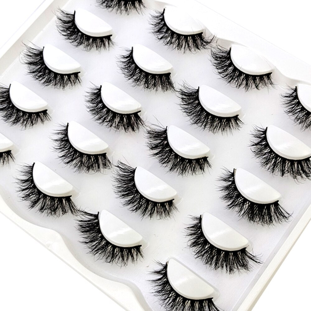10Pairs Natural Long 3D Mink Lashes Soft Short Faux Cils Handmade Fake Lashes Eyelash Extension