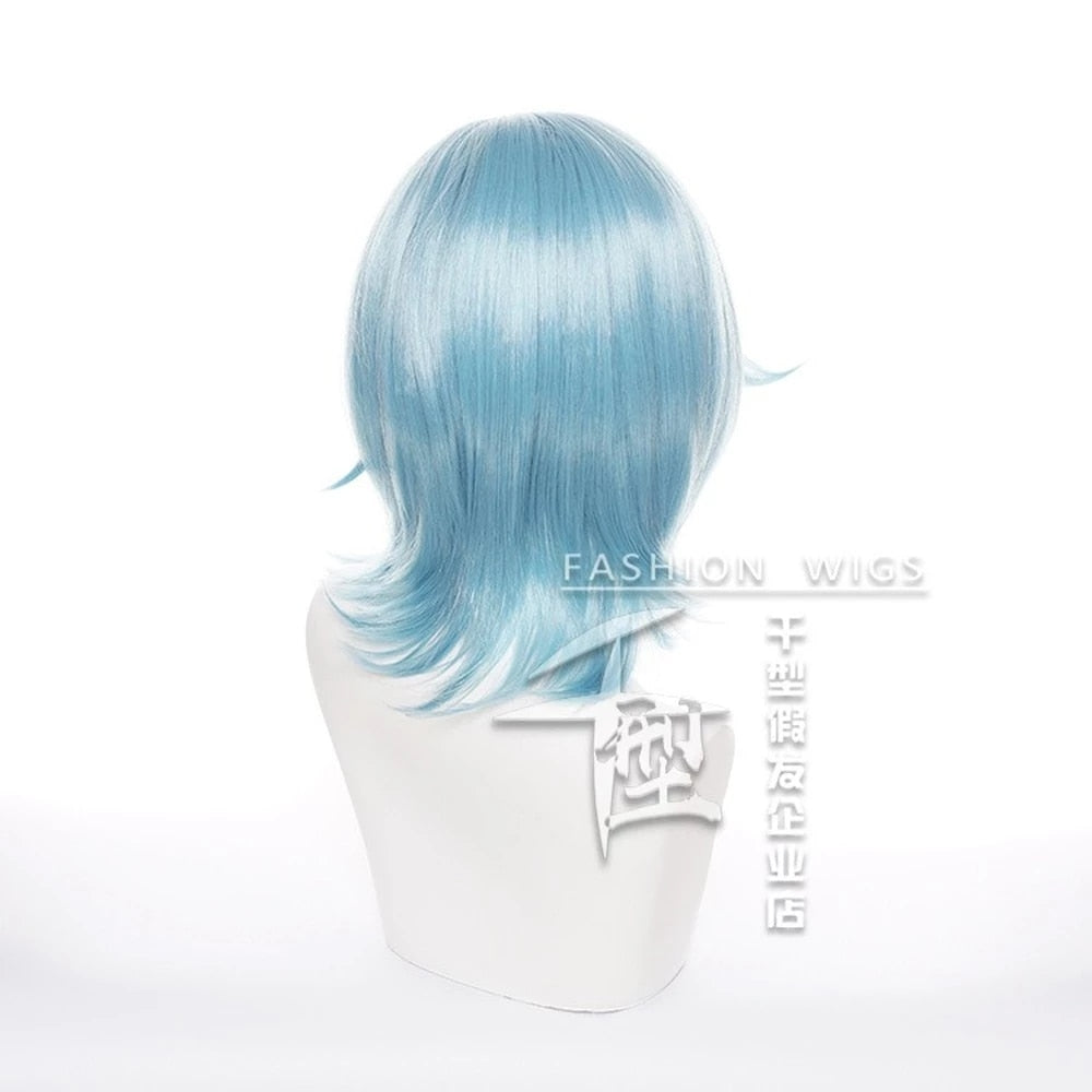 Games Genshin Impact - Eula Cosplay Halloween Women's Wig Light Blue With Bangs Heat Resistant Synthetic Wig + Wig Cap