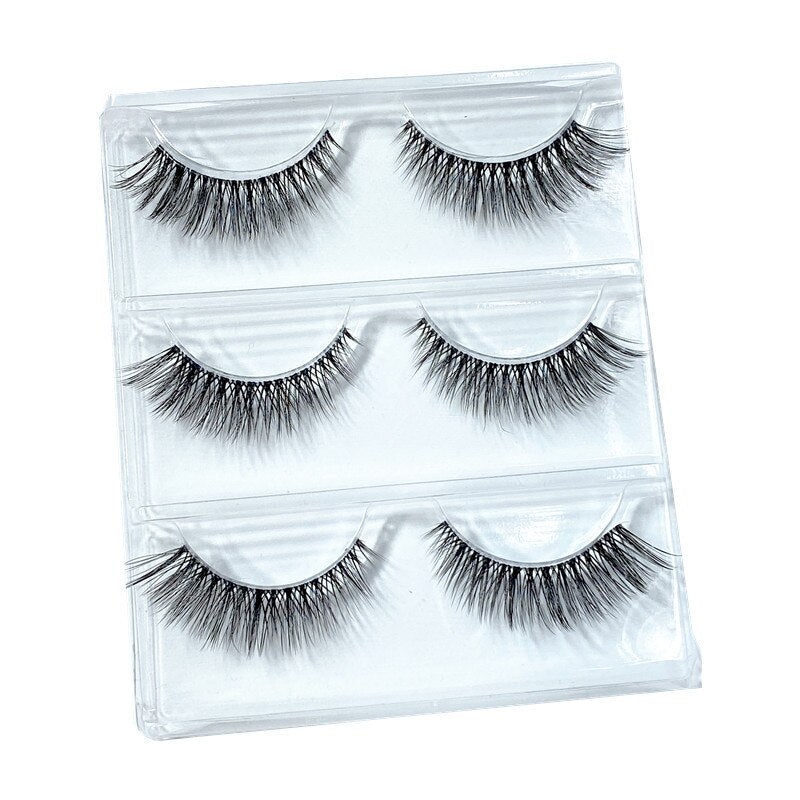 5 pairs short Mink Lashes 3D Mink Eyelashes Invisible Band Natural Black Mink False Eyelash Full Strip Reusable