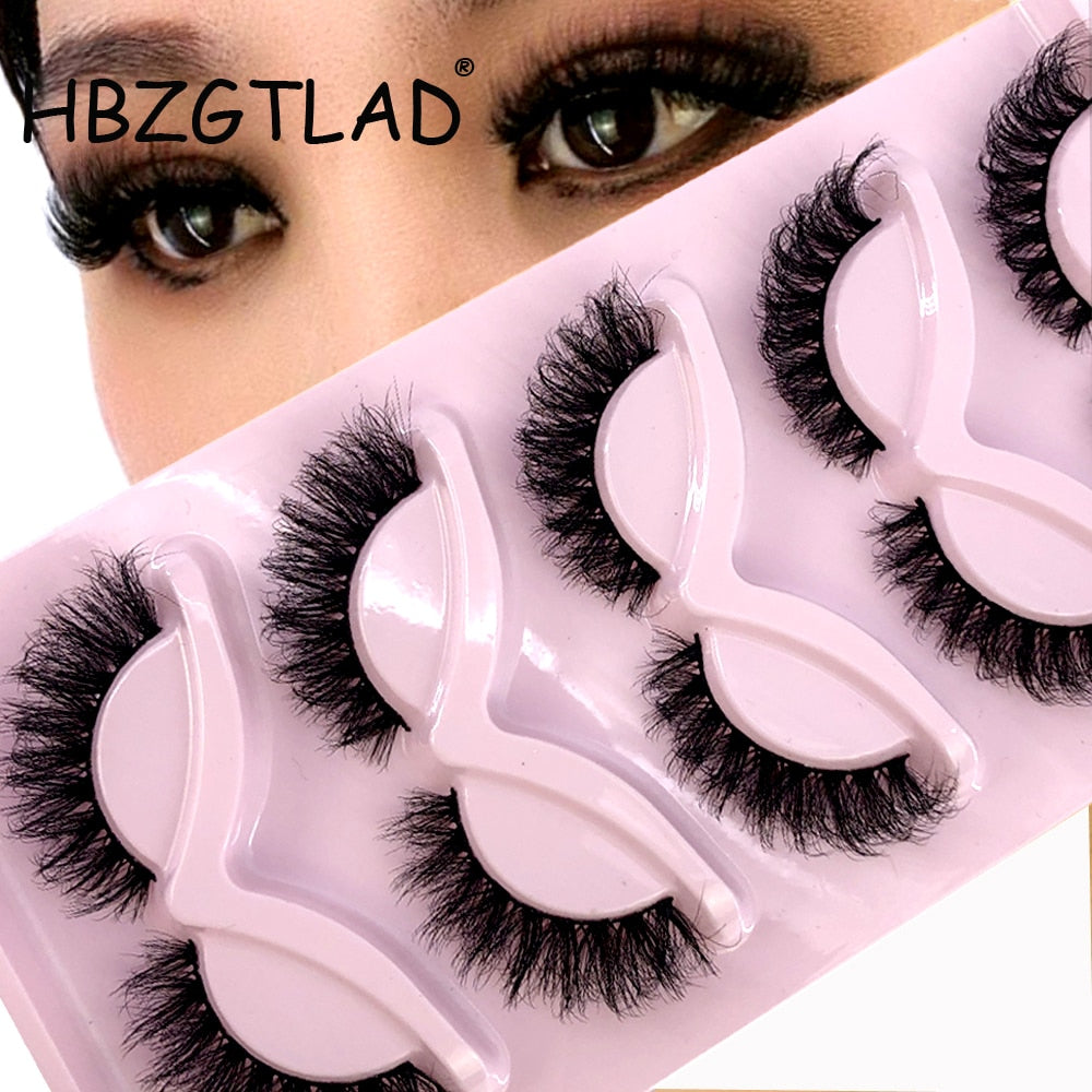 False Eyelashes Cat Eye Wispy end elongated Thick Mink Lashes Fluffy Short Natural Fake Lashes 5 Pairs