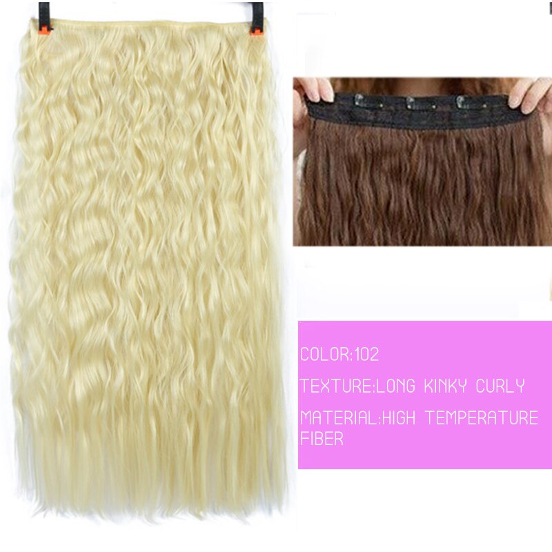 Synthetic Hair Fake Hair Extensions Clip Hairpiece V-Shaped Half Wig Natural Wavy Extension False Strands On Hairpins Women