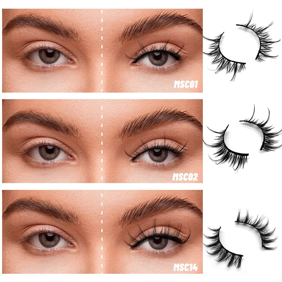 5/10 Pairs Natural False Eyelashes Manga Lashes Fluffy Soft Wispy Cosplay Lash Extension Faux Eyelashes