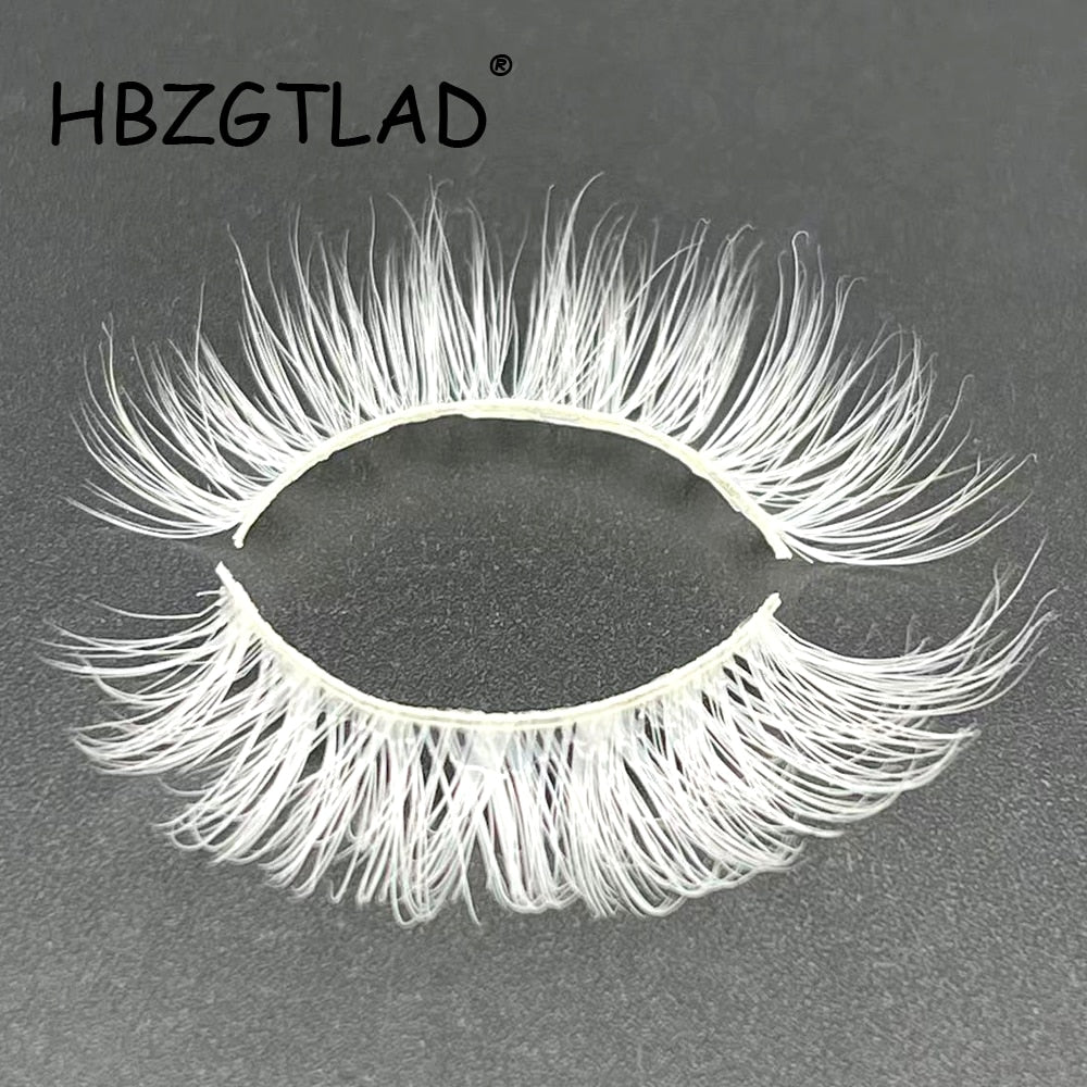 15mm Cosplay White False Eyelashes Reusable False Lashes for Halloween Cosplay Party