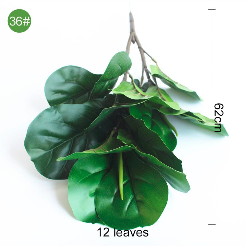Green Artificial Palm Leaf Plastic Plants Tropical Tree Branch Fake Plants Jungle Home Garden Decor Wedding Decoration