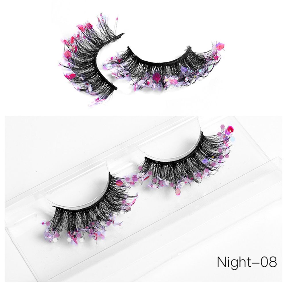 1Pair Colored Lashes Natural Long Butterfly Eyelashes Handmade Full Strip Faux Mink Lashes With Butterflies Luminous Eyelash