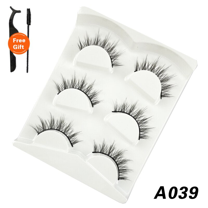 3Pairs 3D Mink False Lashes Faux Cils Natural Fluffy Dramatic Volume Eyelashes Crisscross Soft Eyelash Extension