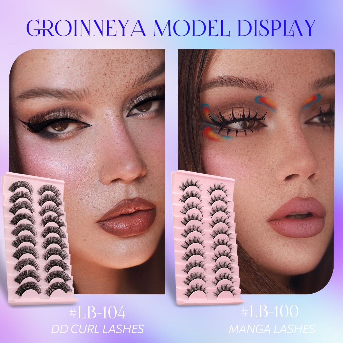 DD Curl Lashes 10 pairs Russian Strip Lashes 3D Mink Eyelashes Natural Long Reusable Fluffy eyelashes