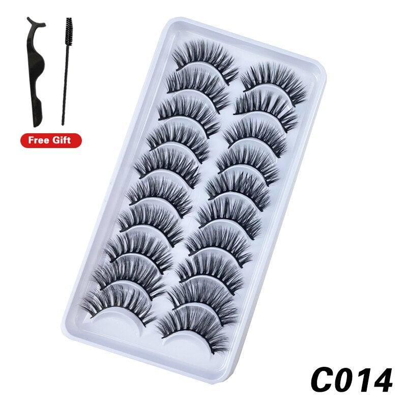 10Pairs 3D Faux Mink Lashes Natural Long Short Full Strip Lashes Soft Plump Eyelashes Extension