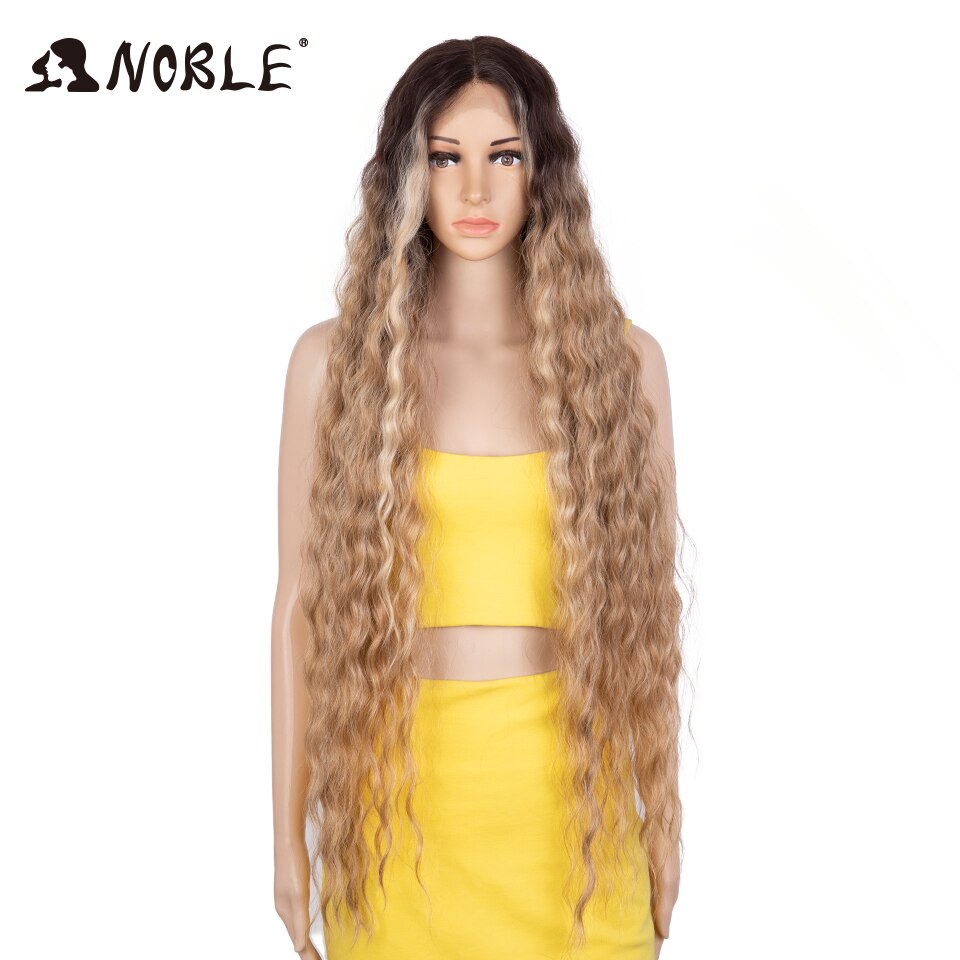 Cosplay Synthetic Lace Wig 30-40 Inch Long Wavy Wig Ombre Blonde Wig Synthetic Hair Wig Wigs Lace Wig