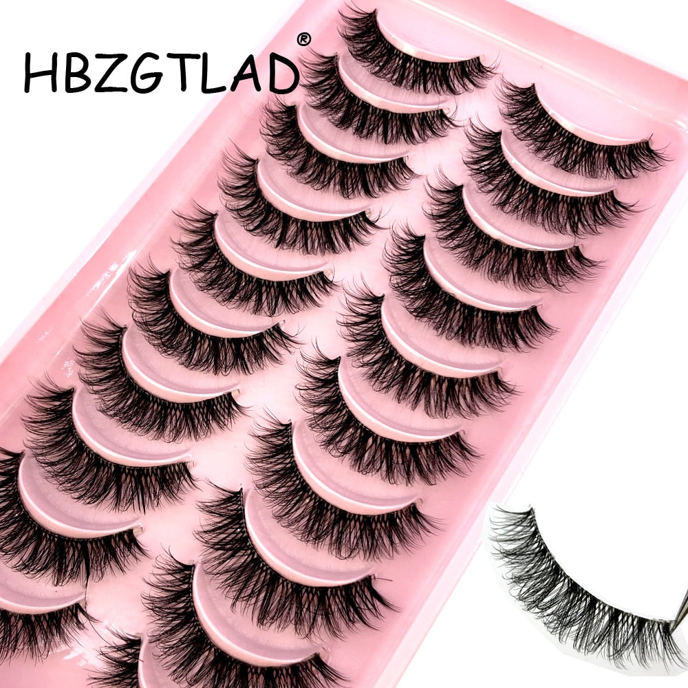 Mink Eyelashes 10 pairs lashes invisible band 3d mink lashes reusable natural false eyelashes