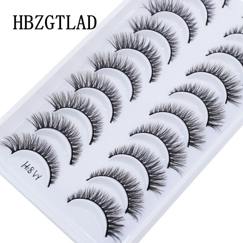 10 pairs Eyelashes 3D Natural False Lashes Fluffy Soft Cross Fake Lashes Wispy Natural