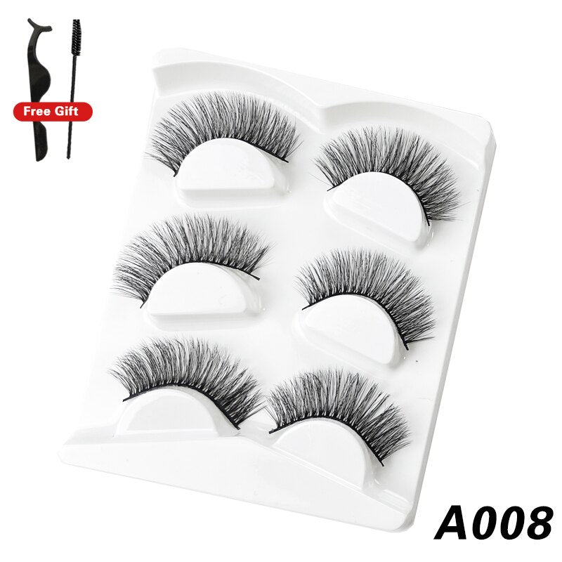 3Pairs 3D Mink False Lashes Faux Cils Natural Fluffy Dramatic Volume Eyelashes Crisscross Soft Eyelash Extension