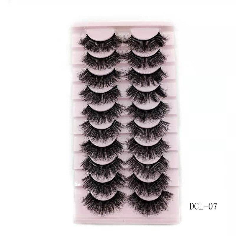 10 Pairs Faux Mink Lashes Natural False Eyelashes Fluffy Soft Wispy Dramatic Volume Lash Extension Wispy Long 3D