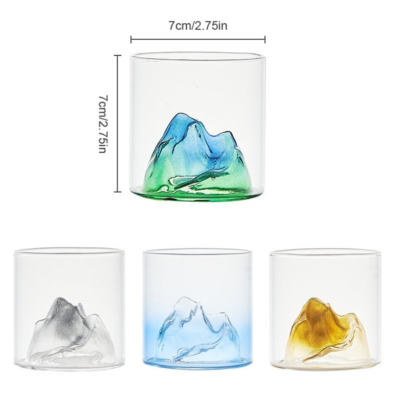 Japanese Whisky Glass Cup 3D Mountain Water Glass Glacier Mug Vodka Wine Cup Glass Fuji Artwork Gift Whisky Bottle Drinkware