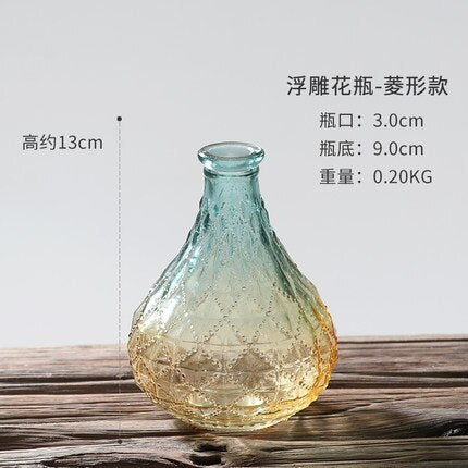European Hipster Embossed Transparent Glass Vase Living Room Flower Home Decoration Vases For Homes Flowers Wedding Decoration