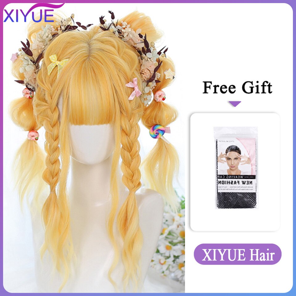 Blue Pink Lolita Wigs Ombre Long Water Wave Cosplay Wigs Synthetic Hair Wigs Heat Resistant For Women