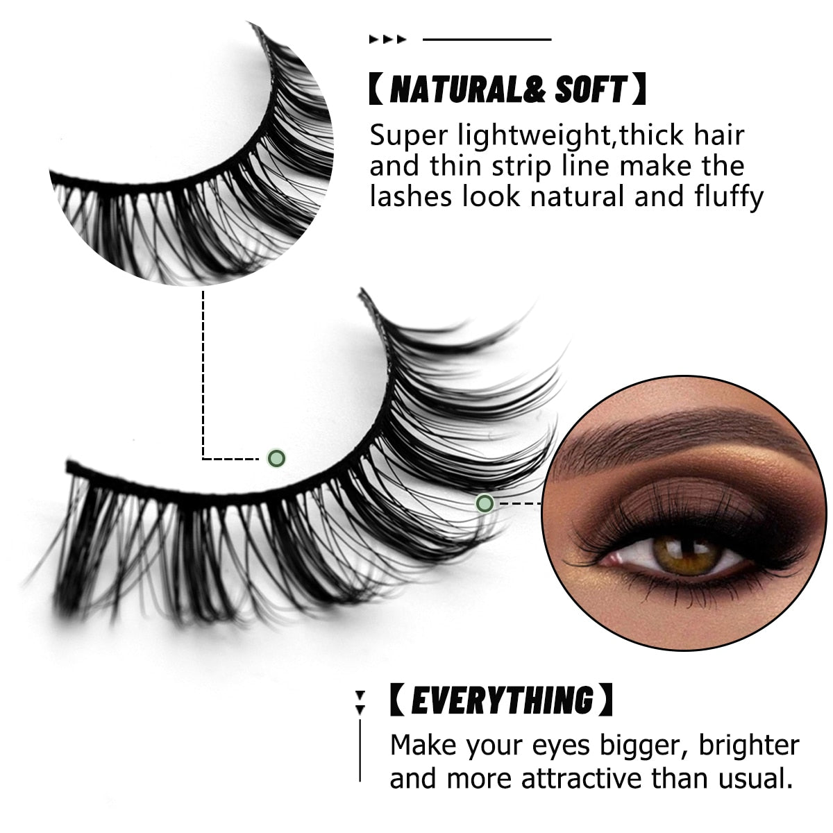 5/10 Pairs Natural False Eyelashes Manga Lashes Fluffy Soft Wispy Cosplay Lash Extension Faux Eyelashes