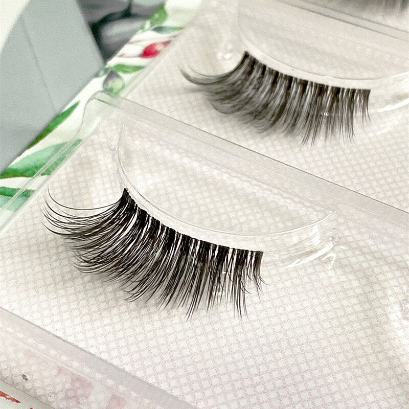 5 pairs short Mink Lashes 3D Mink Eyelashes Invisible Band Natural Black Mink False Eyelash Full Strip Reusable