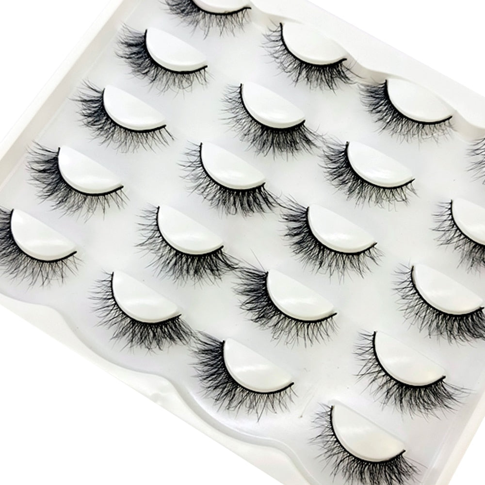 10Pairs Natural Long 3D Mink Lashes Soft Short Faux Cils Handmade Fake Lashes Eyelash Extension