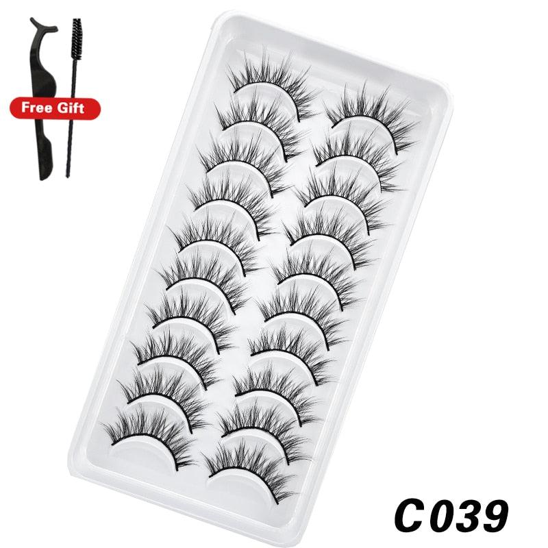 10Pairs 3D Faux Mink Lashes Natural Long Short Full Strip Lashes Soft Plump Eyelashes Extension