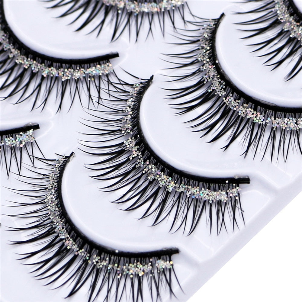 5 pairs eyelash color flash Glitter sequins performance Bushy of fake eyelashes false lashes