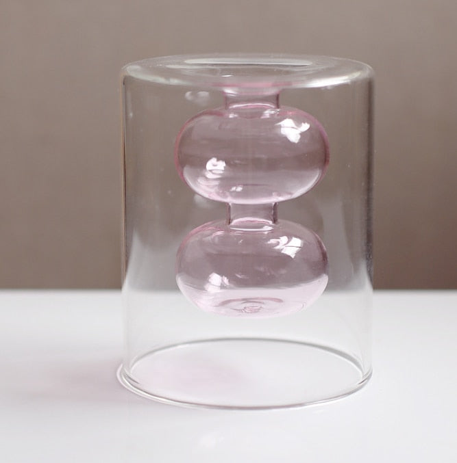 Nordic creative colored glass vase ornaments creative hydroponic transparent flower dryer decoration