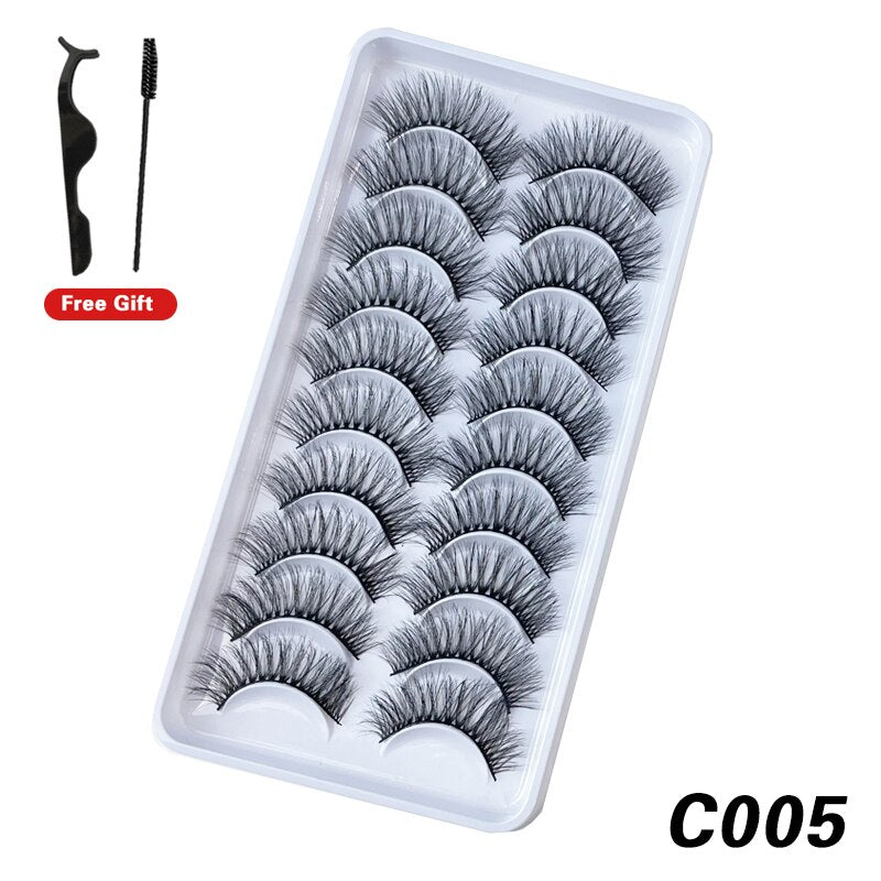 10Pairs 3D Faux Mink Lashes Natural Long Short Full Strip Lashes Soft Plump Eyelashes Extension