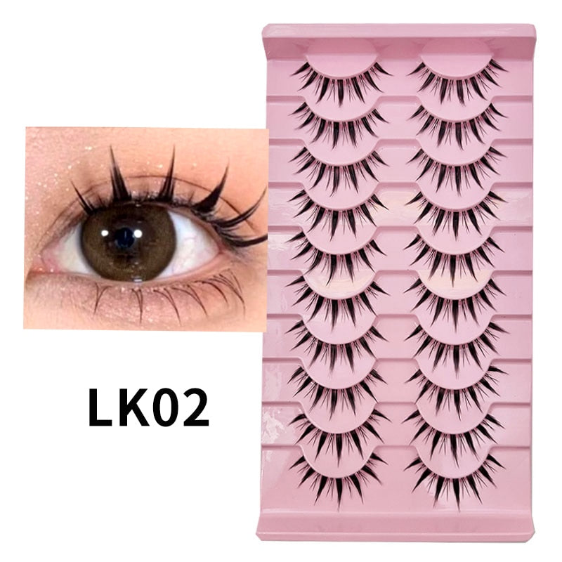 10Pairs Natural Fake Eyelashes Russian False Eyelashes Fluffy Eyelashes Korean