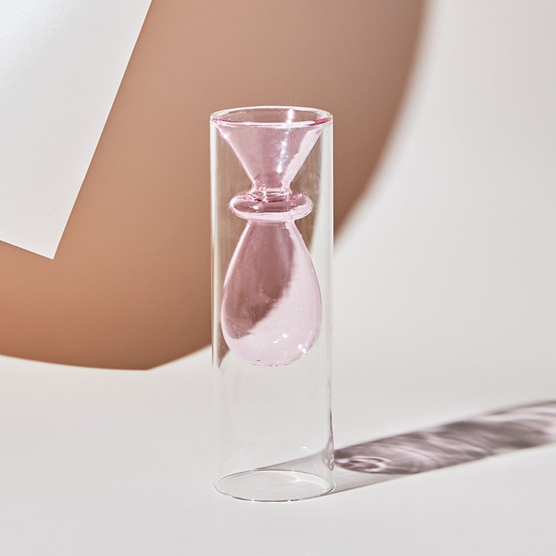 Nordic creative colored glass vase ornaments creative hydroponic transparent flower dryer decoration
