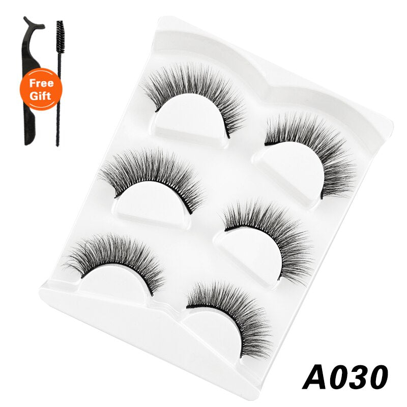 3Pairs 3D Mink False Lashes Faux Cils Natural Fluffy Dramatic Volume Eyelashes Crisscross Soft Eyelash Extension