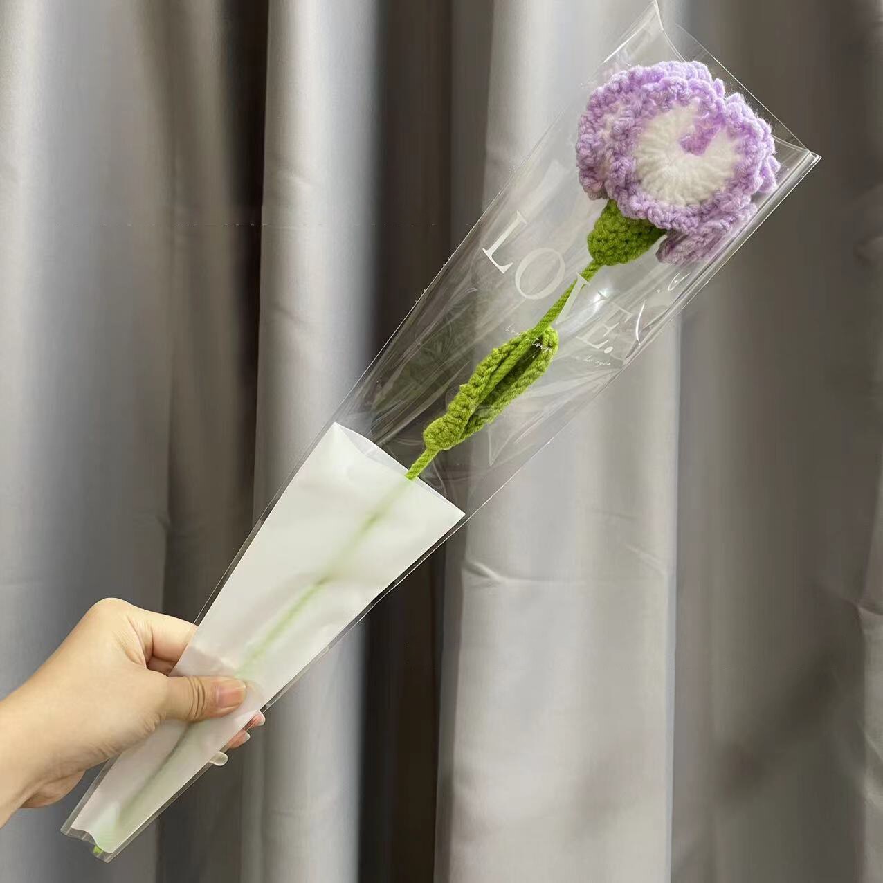 Knitting Flower Rose Carnation Fake Flowers Bouquet Decoration Hand-woven Home Table Decorate Creative Fake Flower Gifts