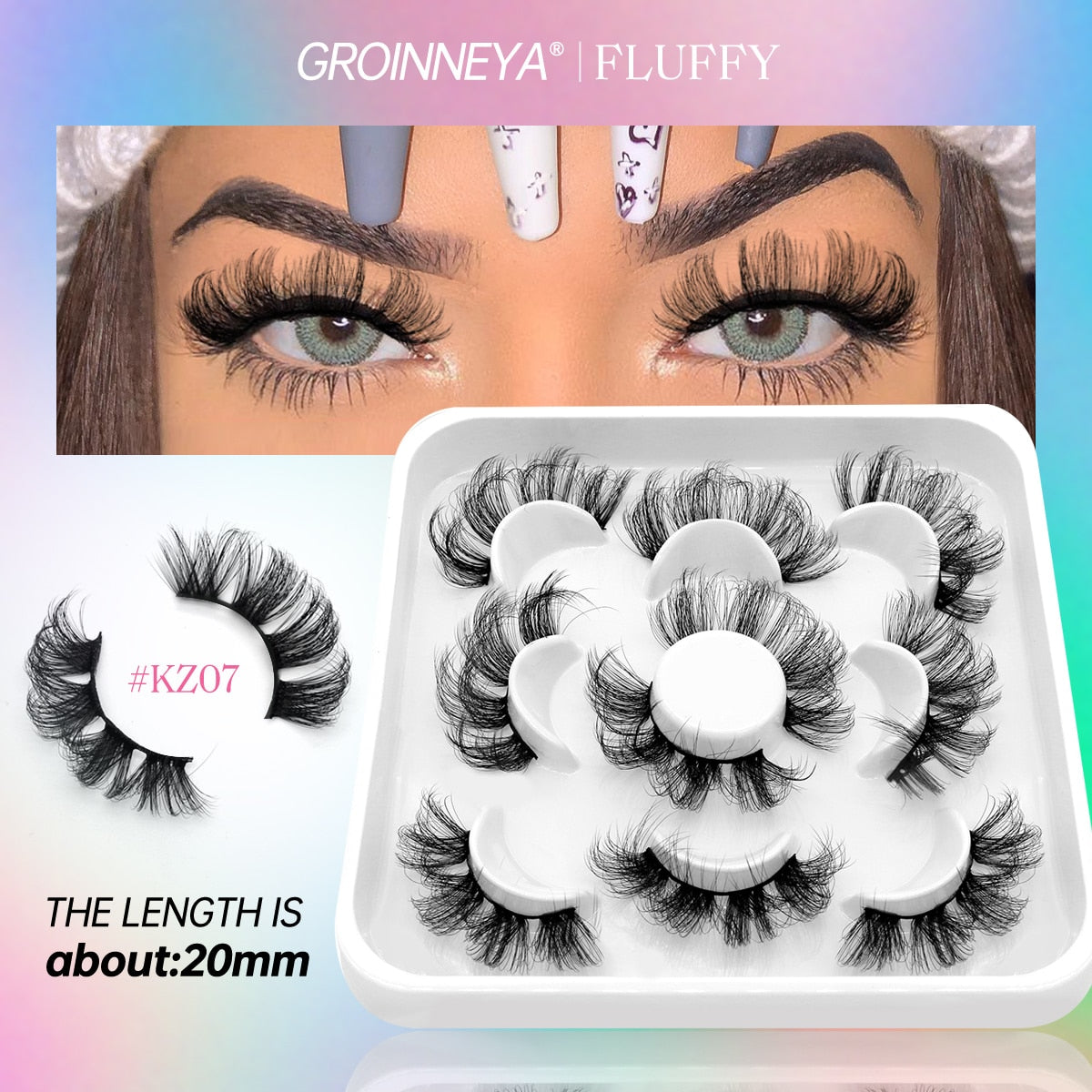 5/7 Pairs Fluffy Mink Lashes Faux Mink Eyelashes Long Lasting EyelashesDramatic Volume lashes Extension Thick Long