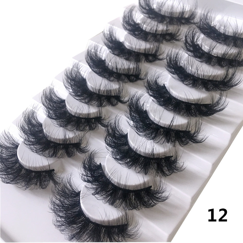 8pairs eyelashes fake lashes long eyelash 25mm mink lashes fluffy dramatic false eyelashes