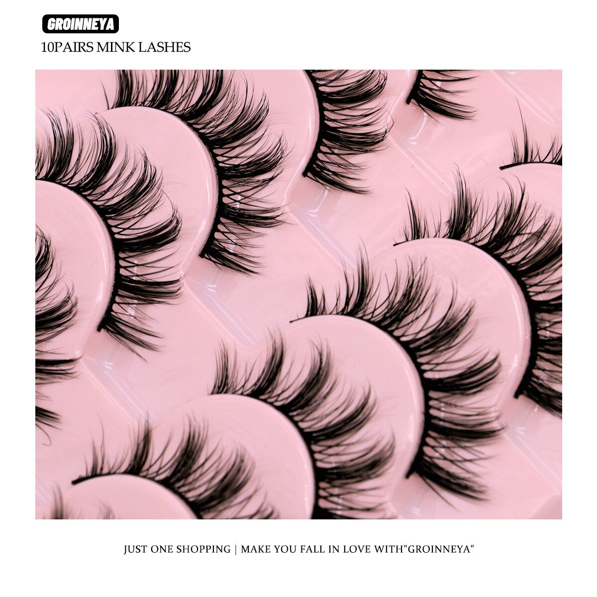 5/10 Pairs Natural False Eyelashes Manga Lashes Fluffy Soft Wispy Cosplay Lash Extension Faux Eyelashes