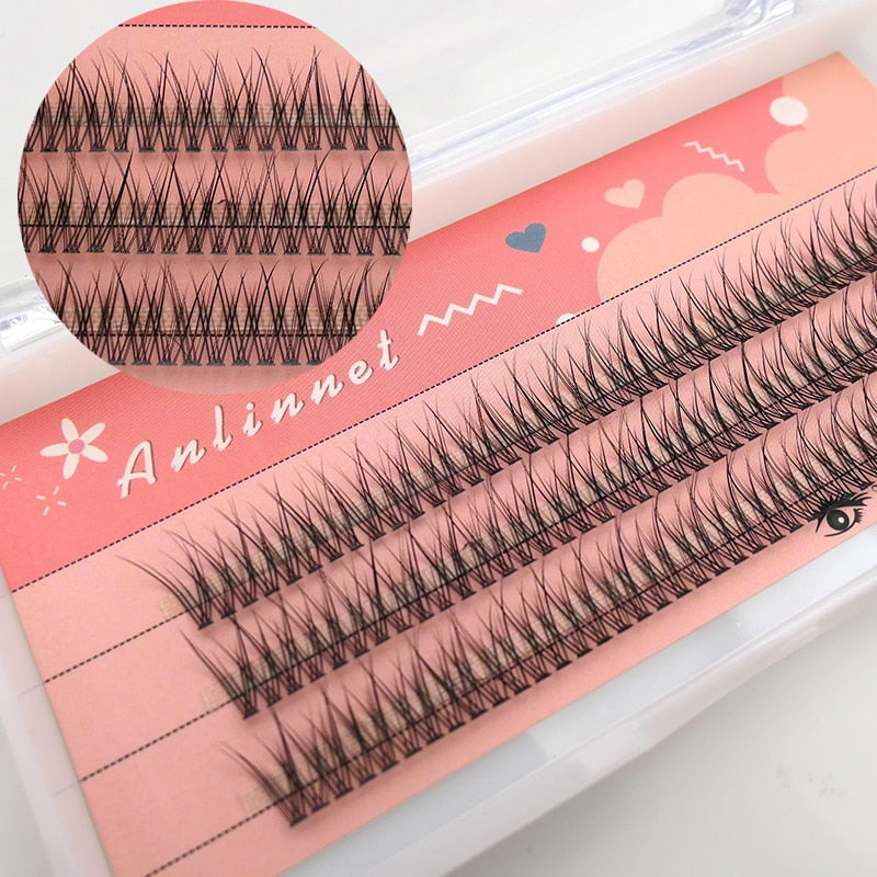 120 Clusters Fishtail Eyelashes Natural Grafted Eyelashes Professional Eyelash Extension A-Type Fairy Eyelashes