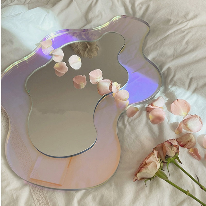 Acrylic Large Flower Colorful Mirror Living Room Home Decorative Wall Mirror Bedroom Table Standing Make-up Mirror