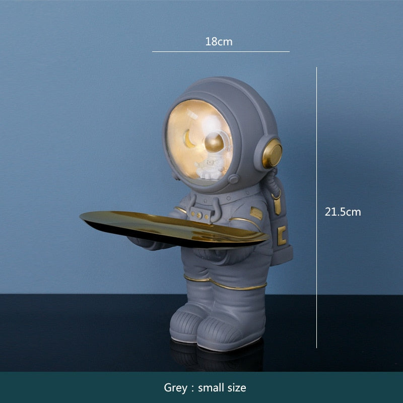 Creative Astronaut Statue Storage Tray Nordic Home Decor Desk Storage Astronaut Figurine Living Room Table Decor Key Storage