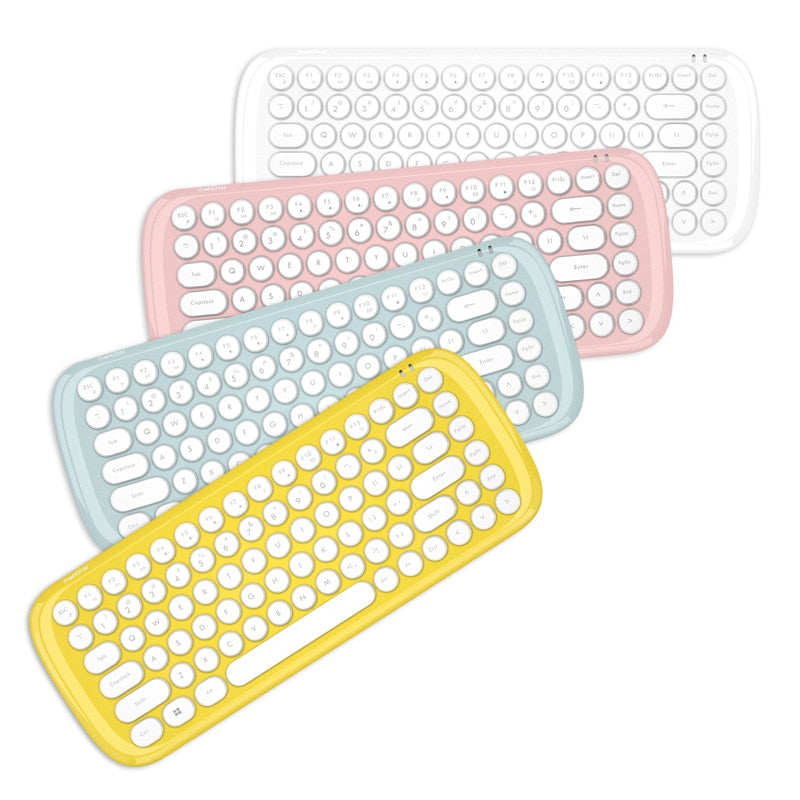 Cute Pink Wireless Keyboard Office Mouse 2.4G Keyboard and Mouse Set Round Key Cap Girly Pink Keyboard Mini Gaming