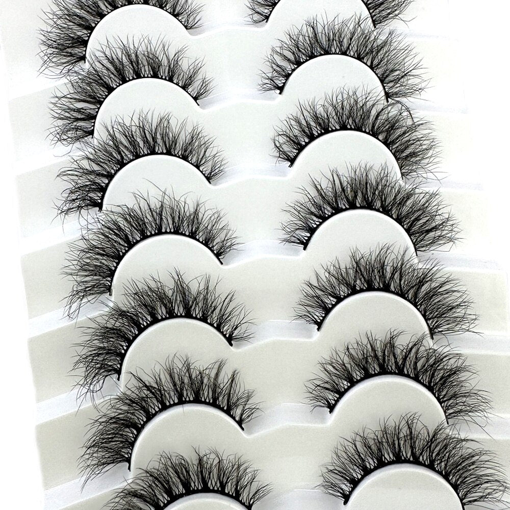 7Pairs False Eyelashes 6D Super Fluffy Wispy Faux Mink Eyelashes Cat/Fox Eye Effect Dramatic Lashes Eyelash Extension