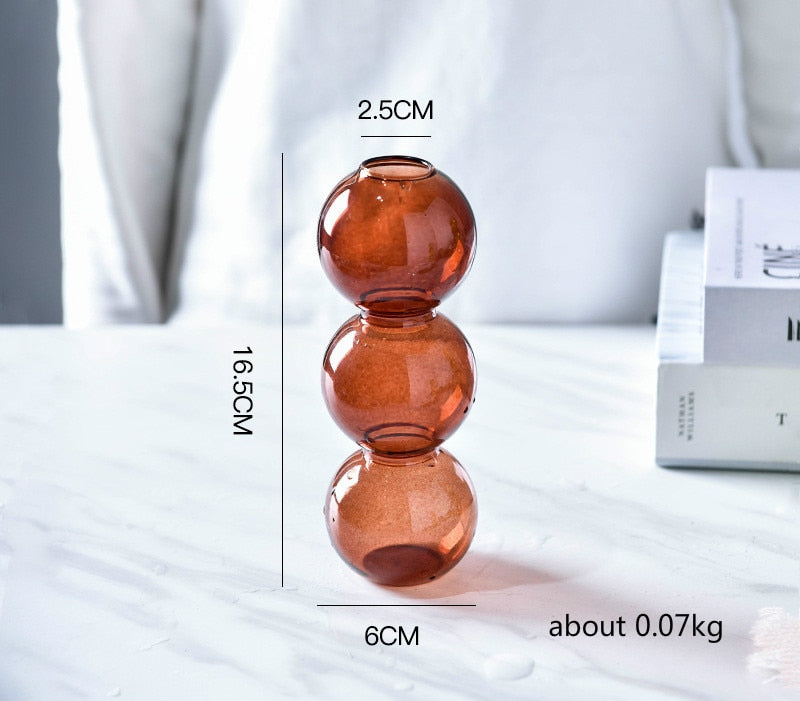Nordic Creative Glass Bubble Vase Flower Arrangement Spherical Art Flower Ornaments Vases Decoration Home Gift